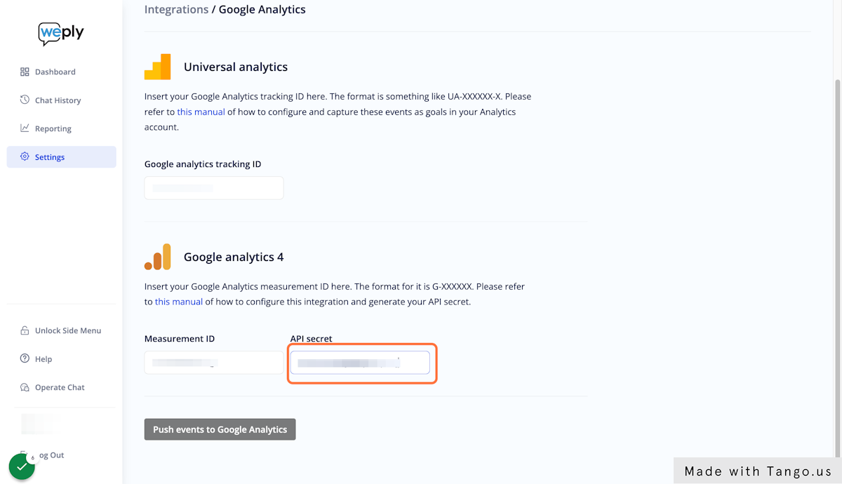 Paste your API secret