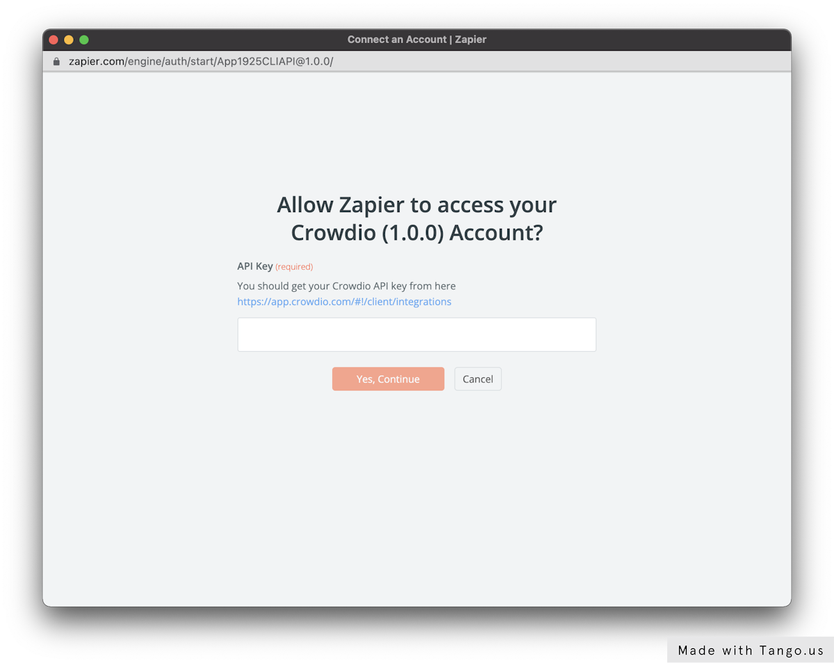 Enter the API key you copied earlier from your Weply account