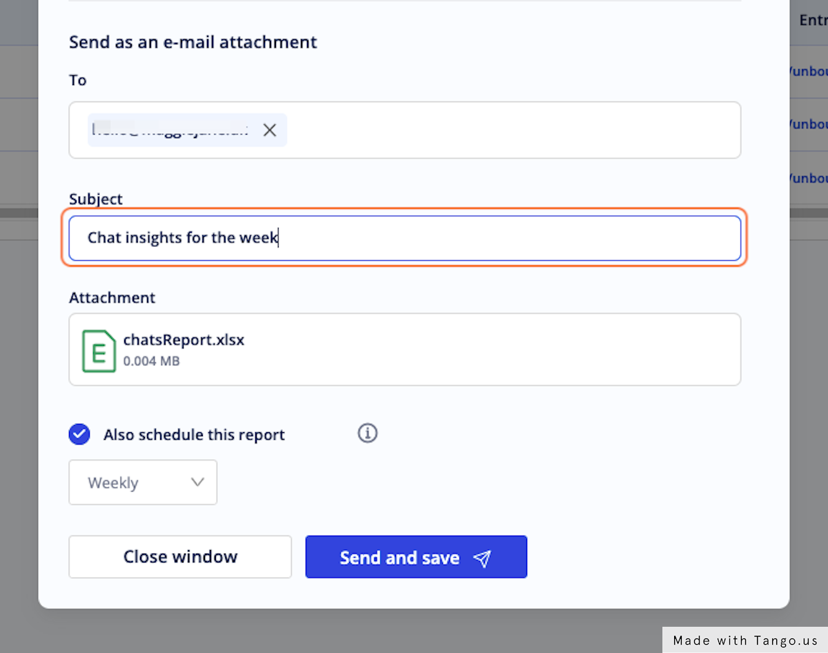 Create a subject line for the e-mail you will receive with the report to identify it