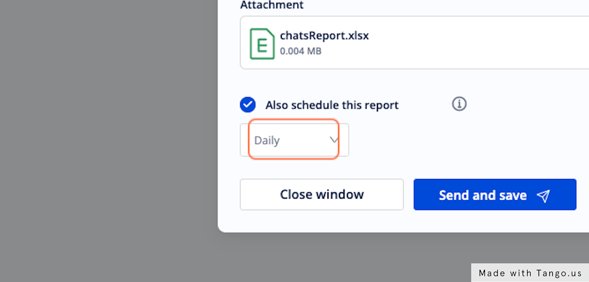 Choose how often you want to receive the repot