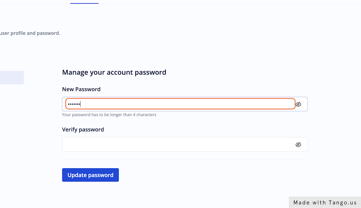 Type in a new password