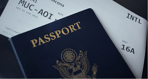 Blue Passport with Flight ticket