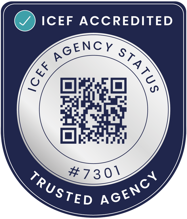 ICEF accredited agency, certification number 7301
