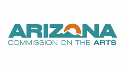 Logo for Arizona Commission on the Arts with stylized letter O as a sunset over mountains.