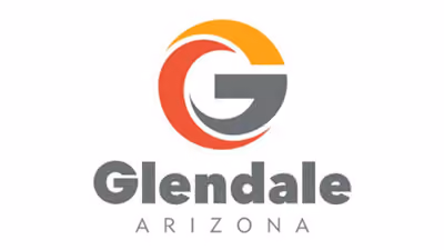 Glendale Arizona city logo with stylized G in orange, red, and gray colors.