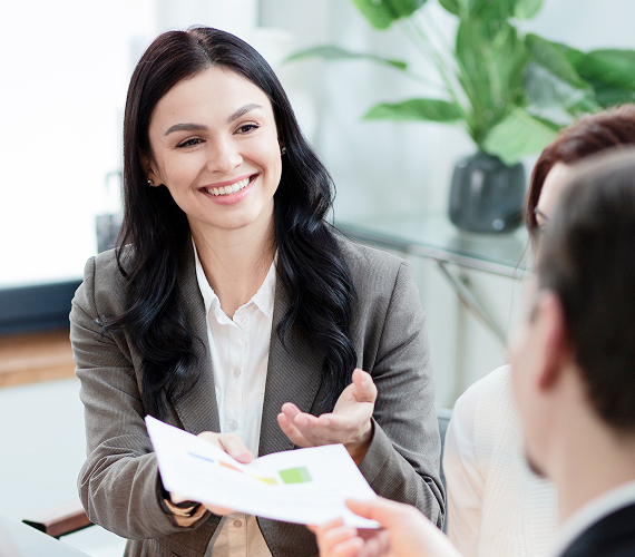 a woman is explaining something