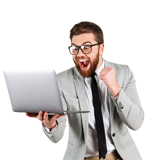 man holding a laptop