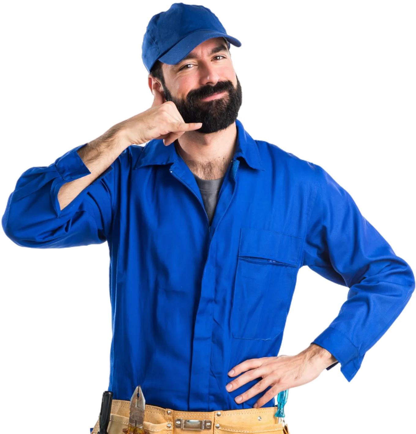 A craftsman in blue working costume