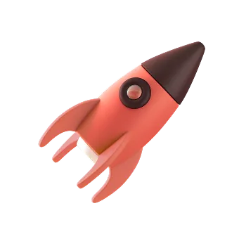 An illustration of 3D orange rocket