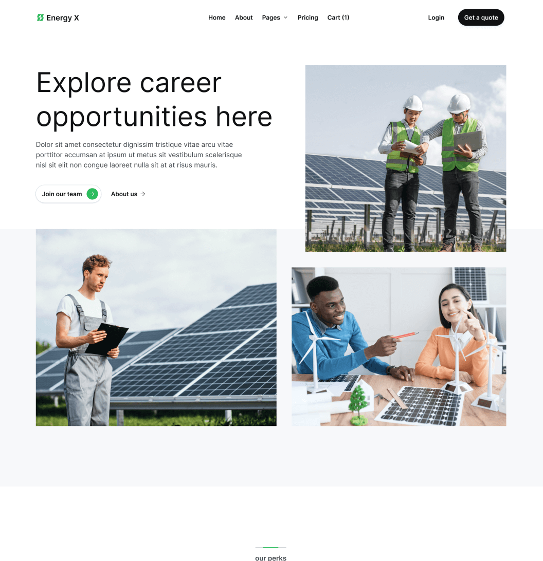 Energy X - Careers Main Page Energy Webflow Template