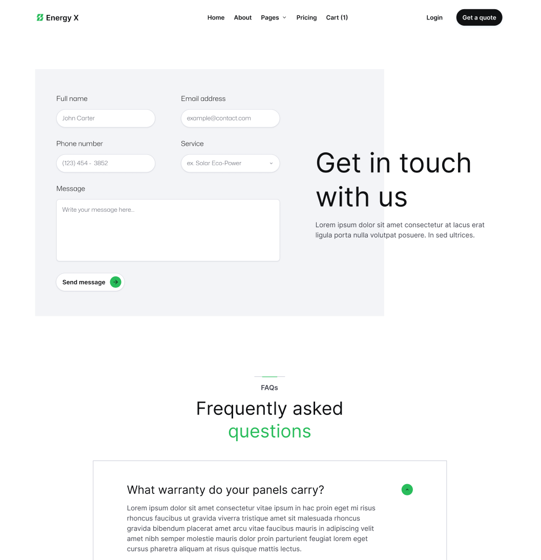 Energy X - Contact V1 Main Page Energy Webflow Template