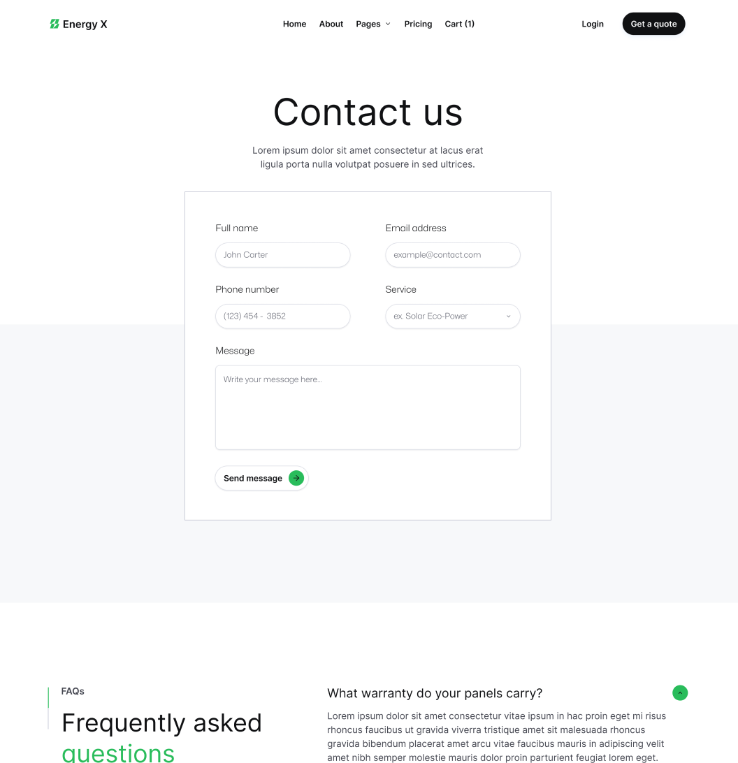 Energy X - Contact V2 Main Page Energy Webflow Template