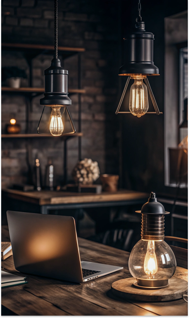 Webdesign mit Liebe zum Detail – Modernes Arbeitsumfeld mit Vintage-Lampen