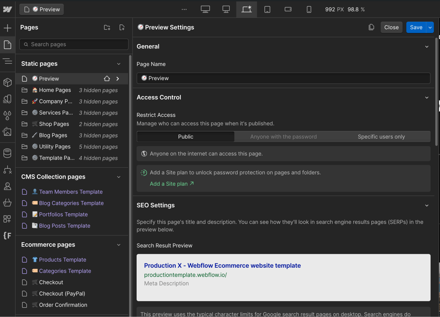 SEO - Production X Webflow Template