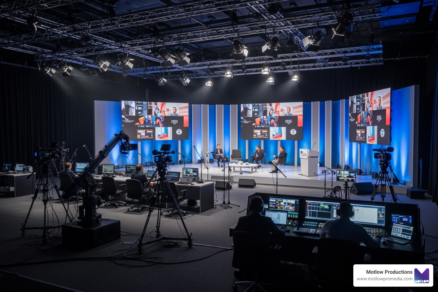 Hybrid event broadcast studio - event production management Hybrid event broadcast studio - event production management