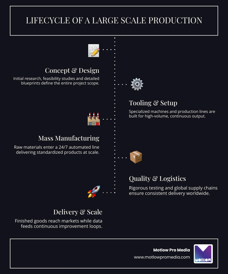 Infographic showing volume, method, technology, coordination, and cost at scale infographic Infographic showing volume, method, technology, coordination, and cost at scale infographic