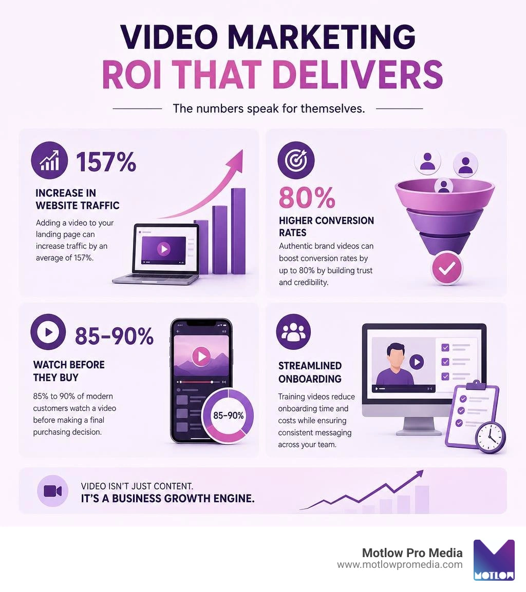 Infographic displaying video marketing ROI statistics infographic