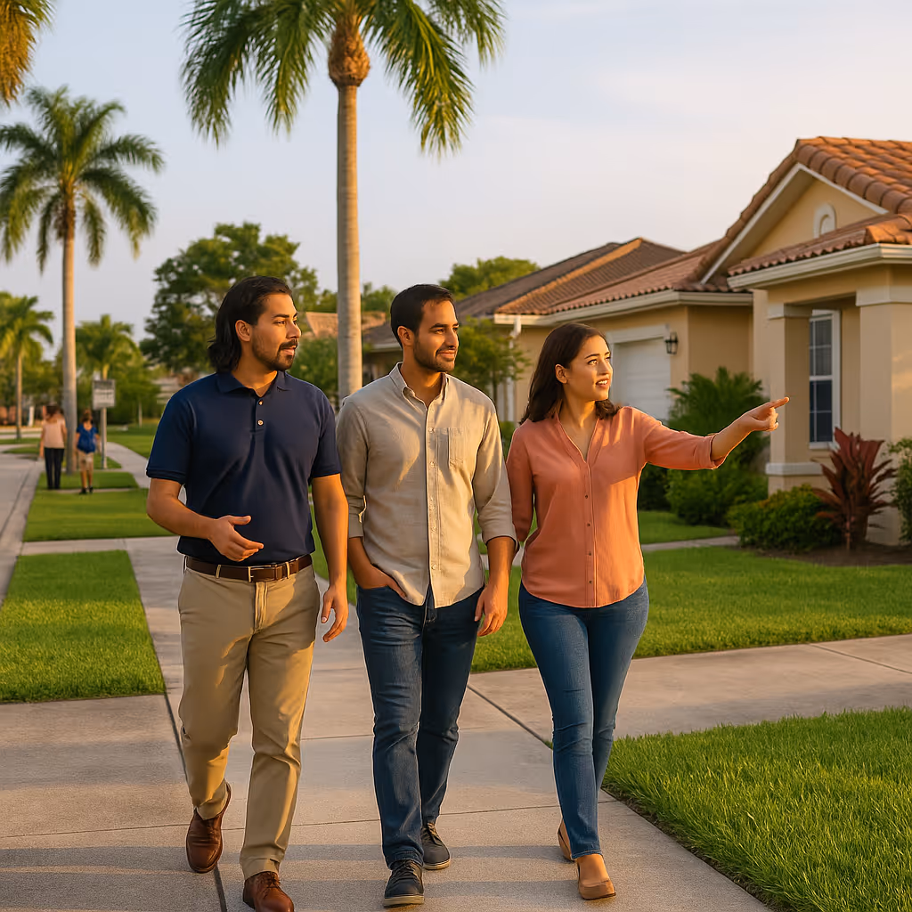 Rudy showing clients on a tour of an ideal neighborhood