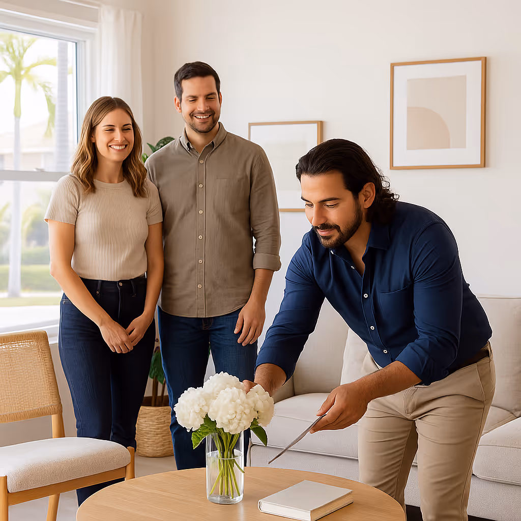 Rudy helping a family stage their home for an open house