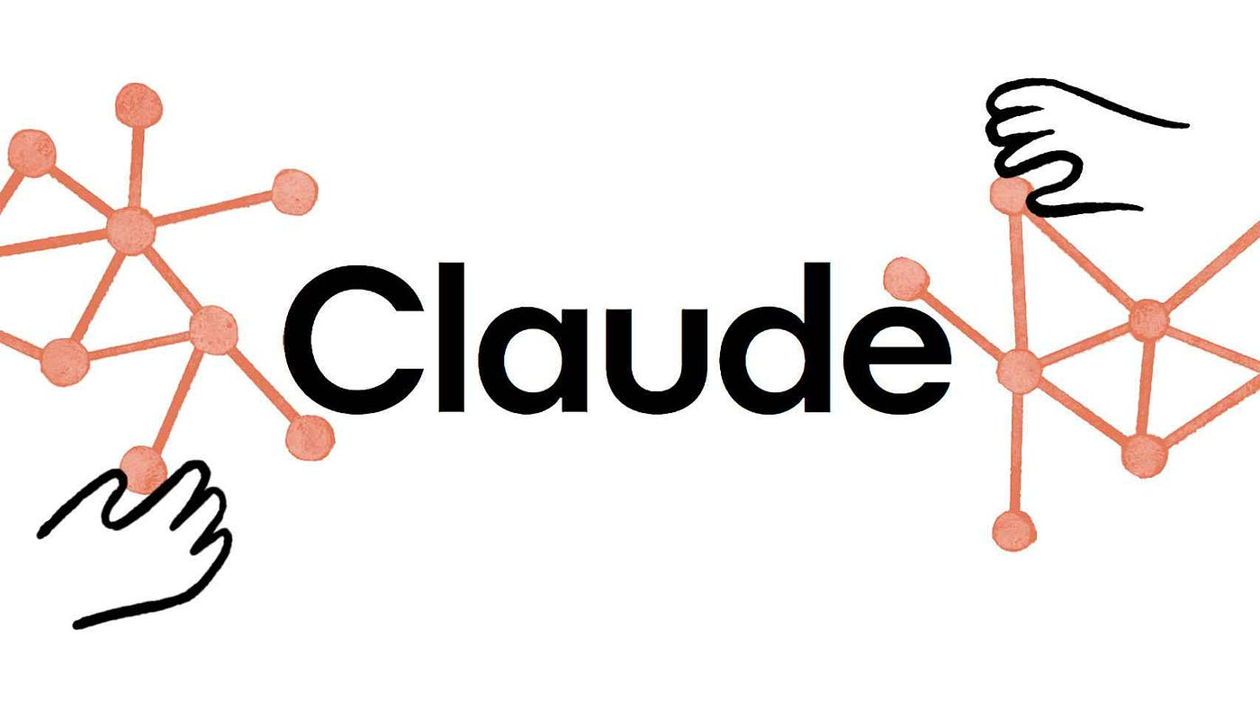 Claude AI logo with network graph illustration representing AI-powered automation and connectivity