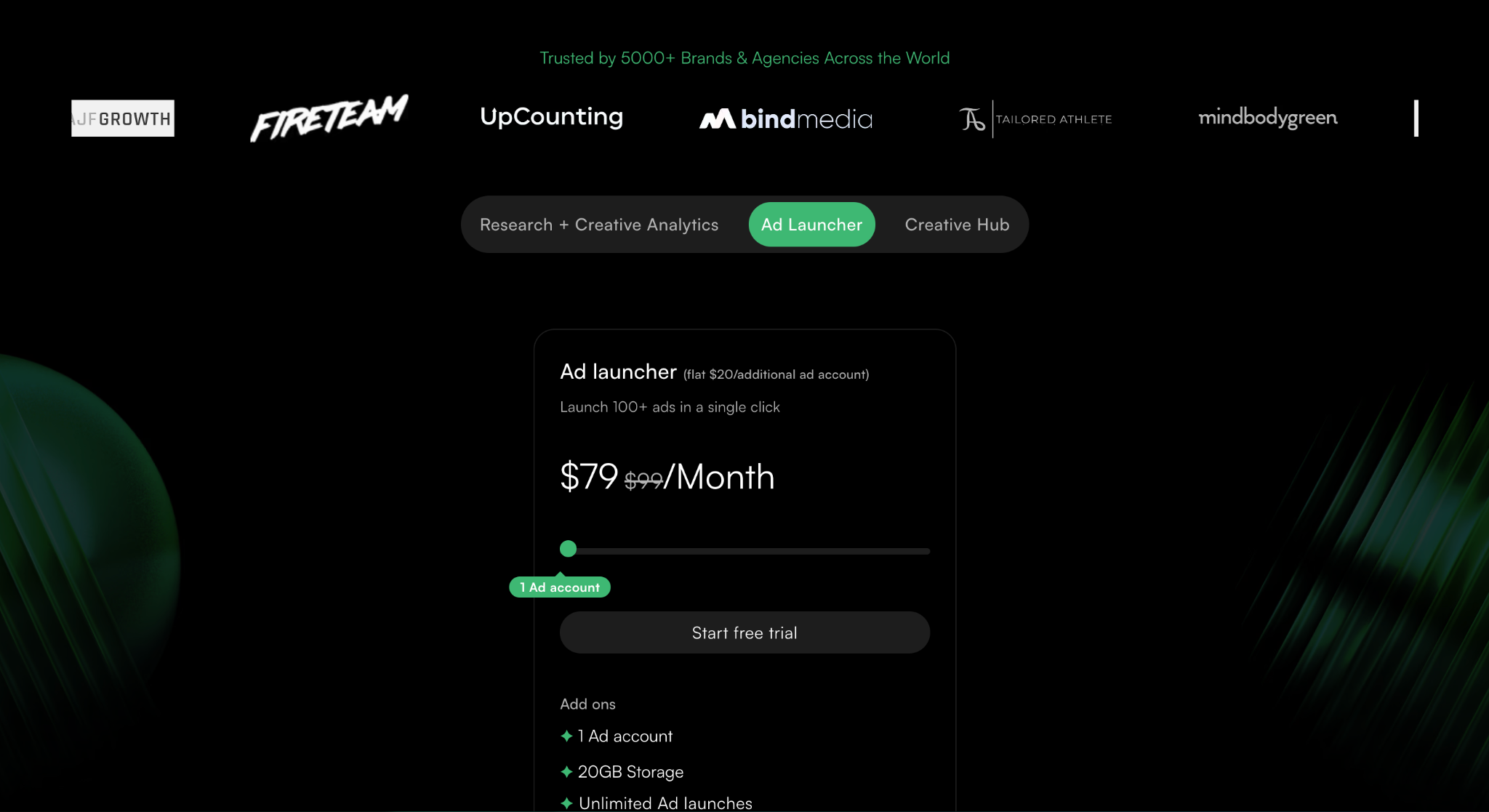 Adnova Ad Launcher pricing: $79/month for 1 ad account with unlimited ad launches and 20GB storage.