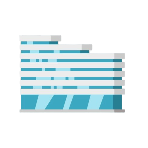 A minimalistic illustration of a hotel building.