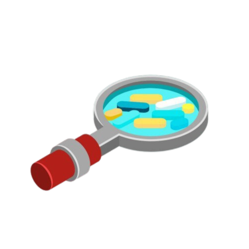 A minimalistic illustration of a magnifier.