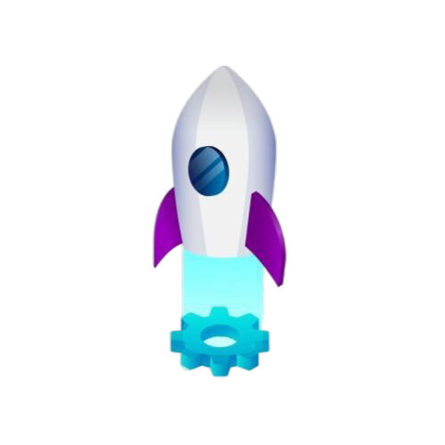 A minimalistic illustration of a spaceship.