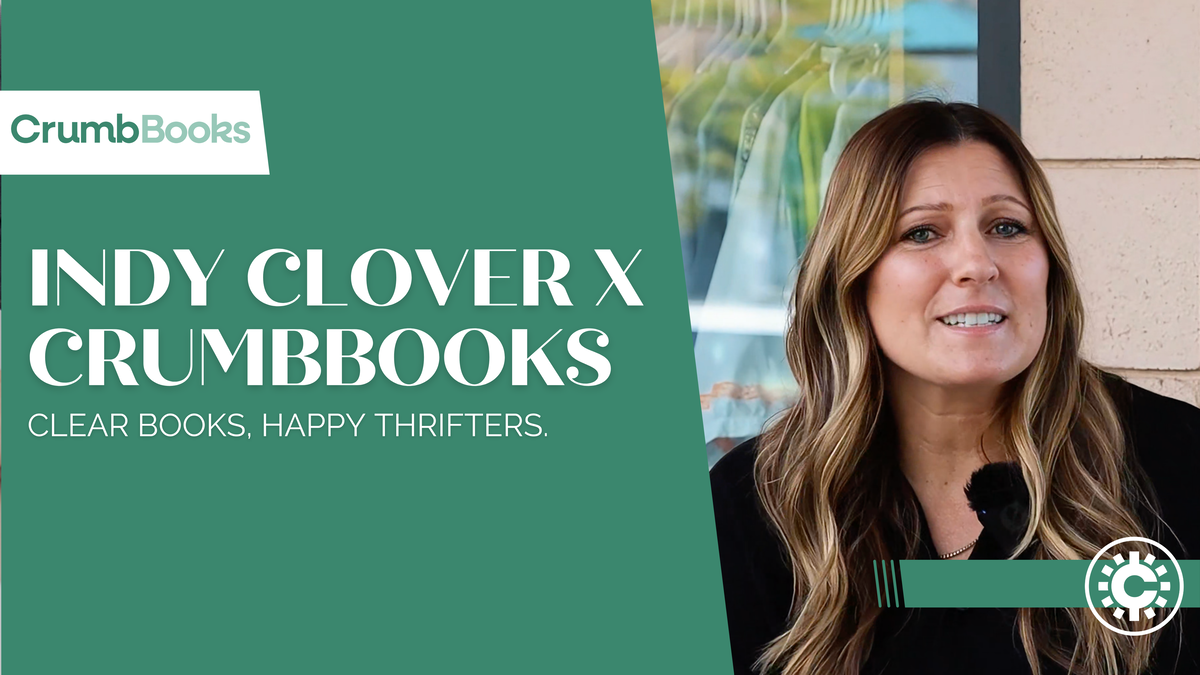 Indy Clover X CrumbBooks promotional image with smiling woman