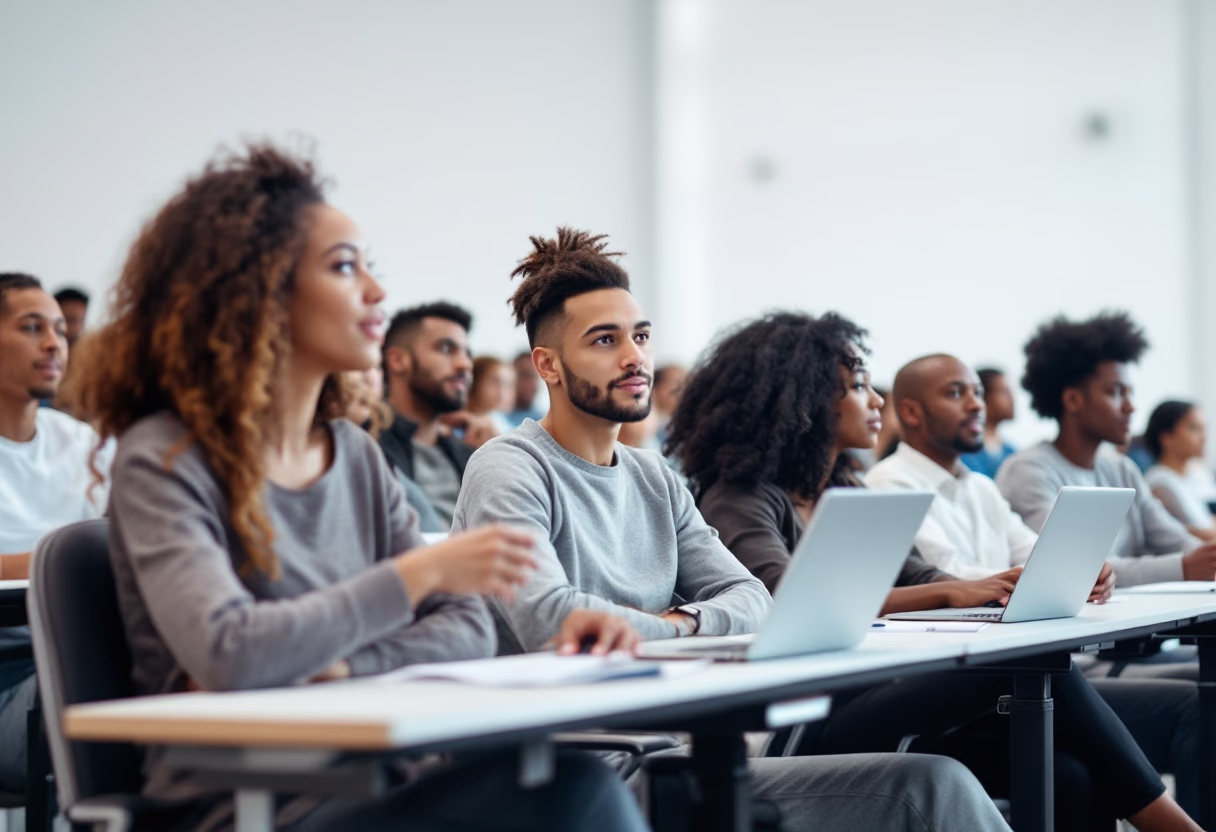 image of students attending a lecture (for a university)