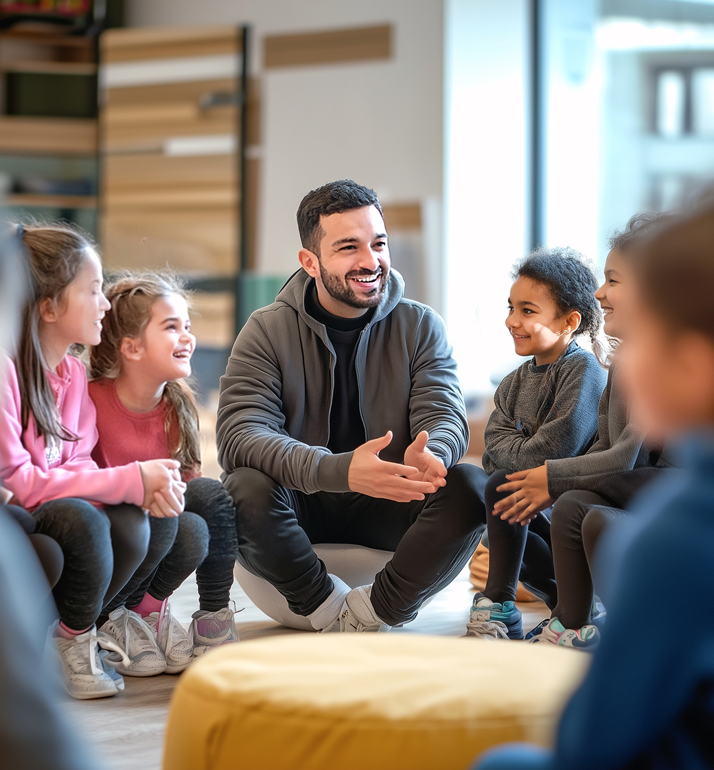 Schüler und Lehrer im stuhlkreis