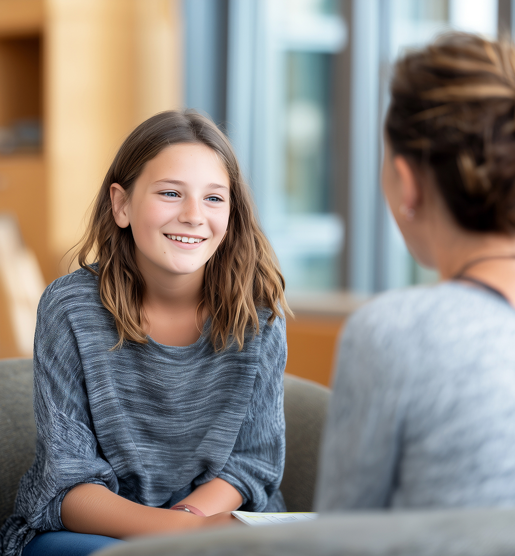 Schüler und Lehrer unterhalten sich