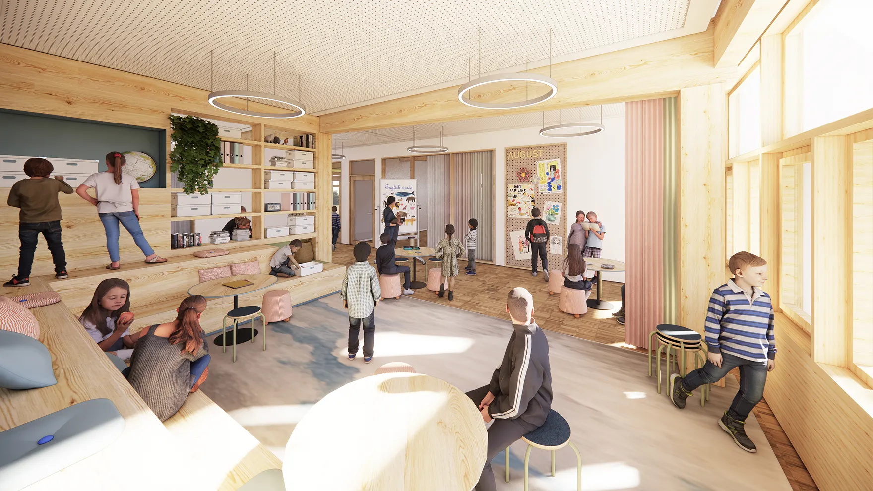 Rendering des zukünftigen Marktplatzes mit Schüler*innen der Grundschule der Academy of LIFE