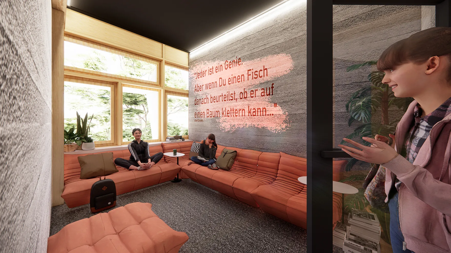 Rendering des zukünftigen Meditationsraums der Academy of LIFE