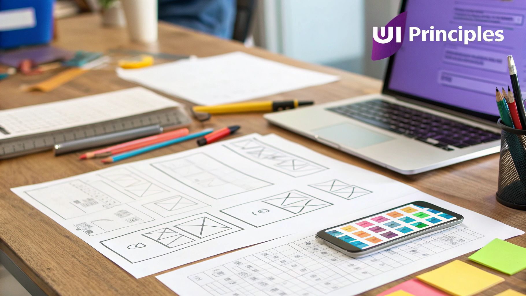 A designer choosing colors and fonts for a web UI design.