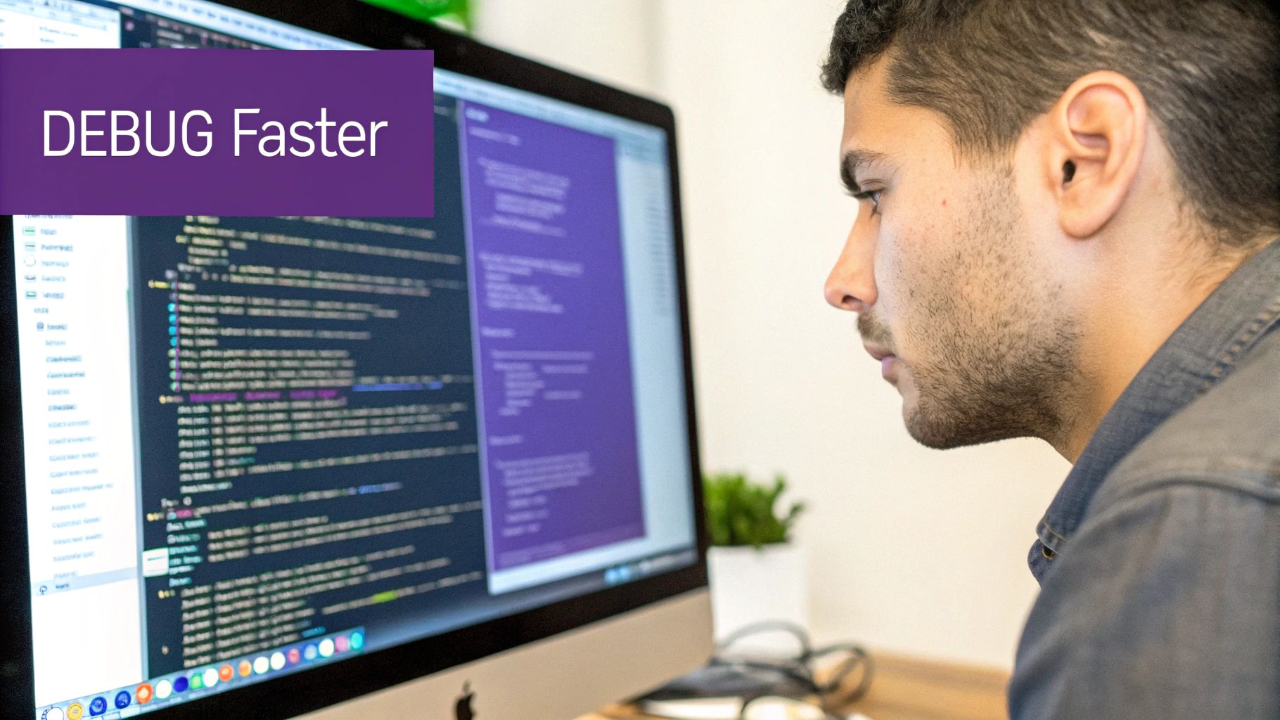 A developer working in a futuristic interface focused on blockchain and on-chain development