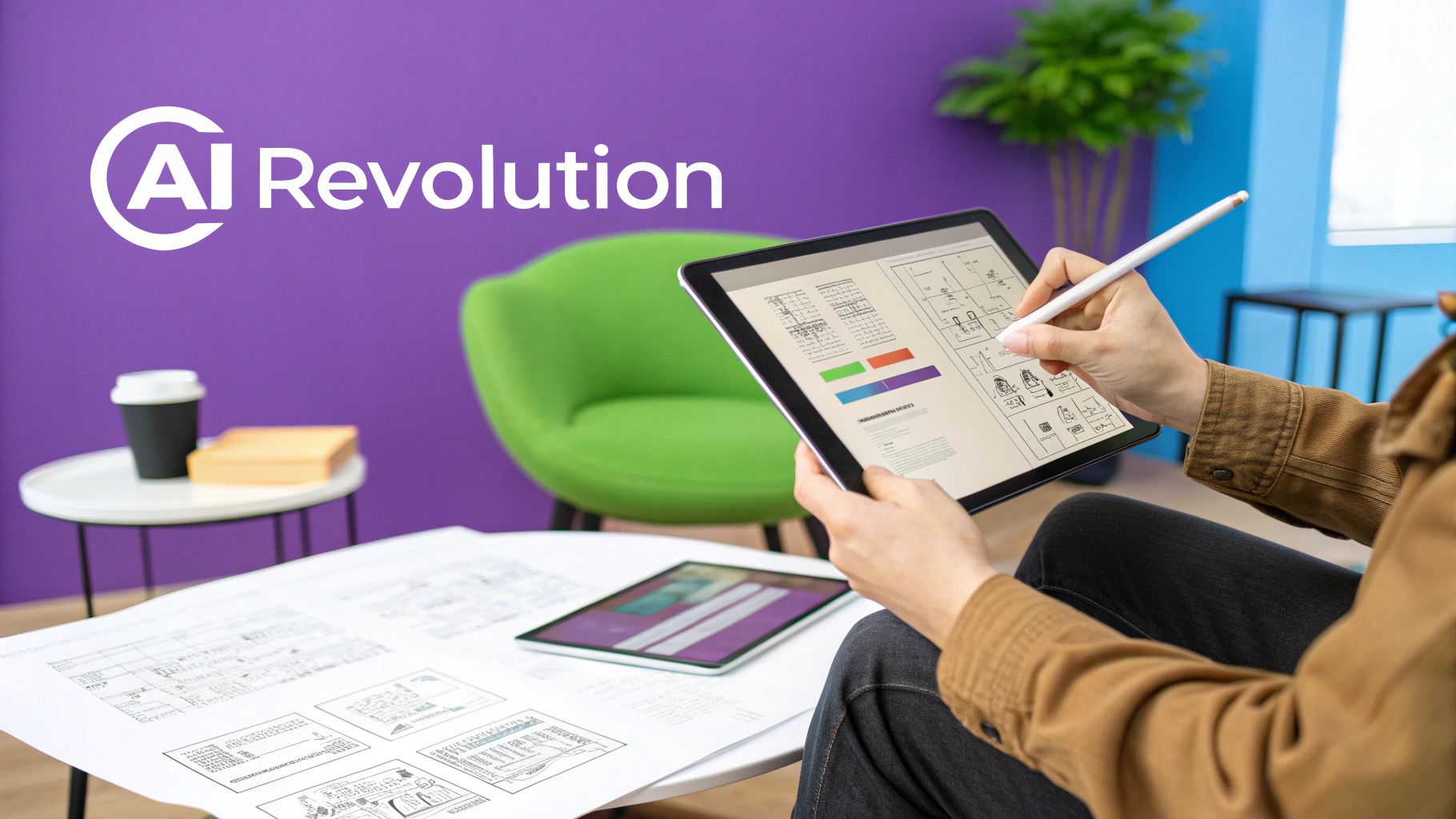 A futuristic digital art piece symbolizing the creation of a website through artificial intelligence.