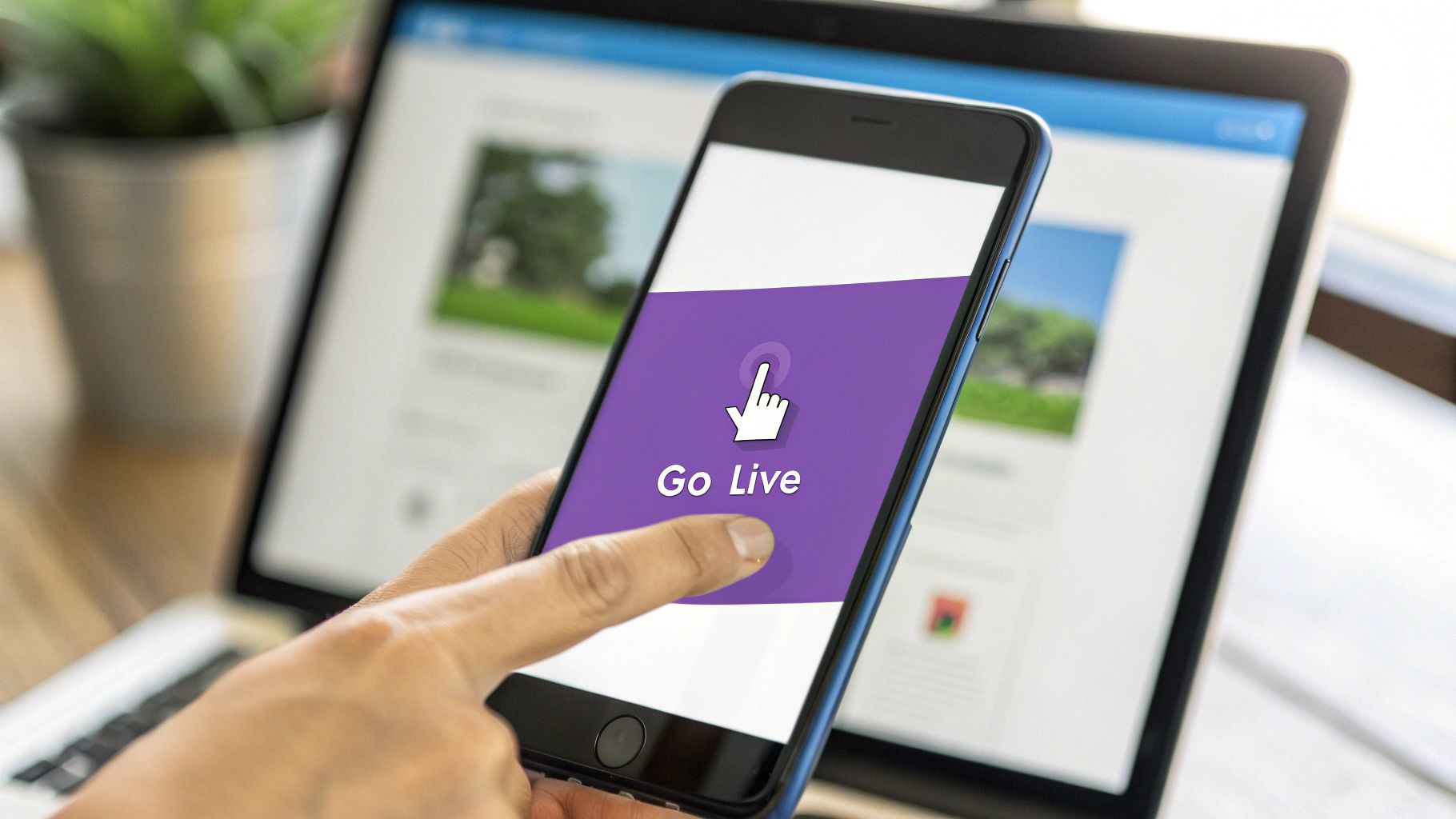 A rocket ship launching into space, symbolizing a website going live with ease.
