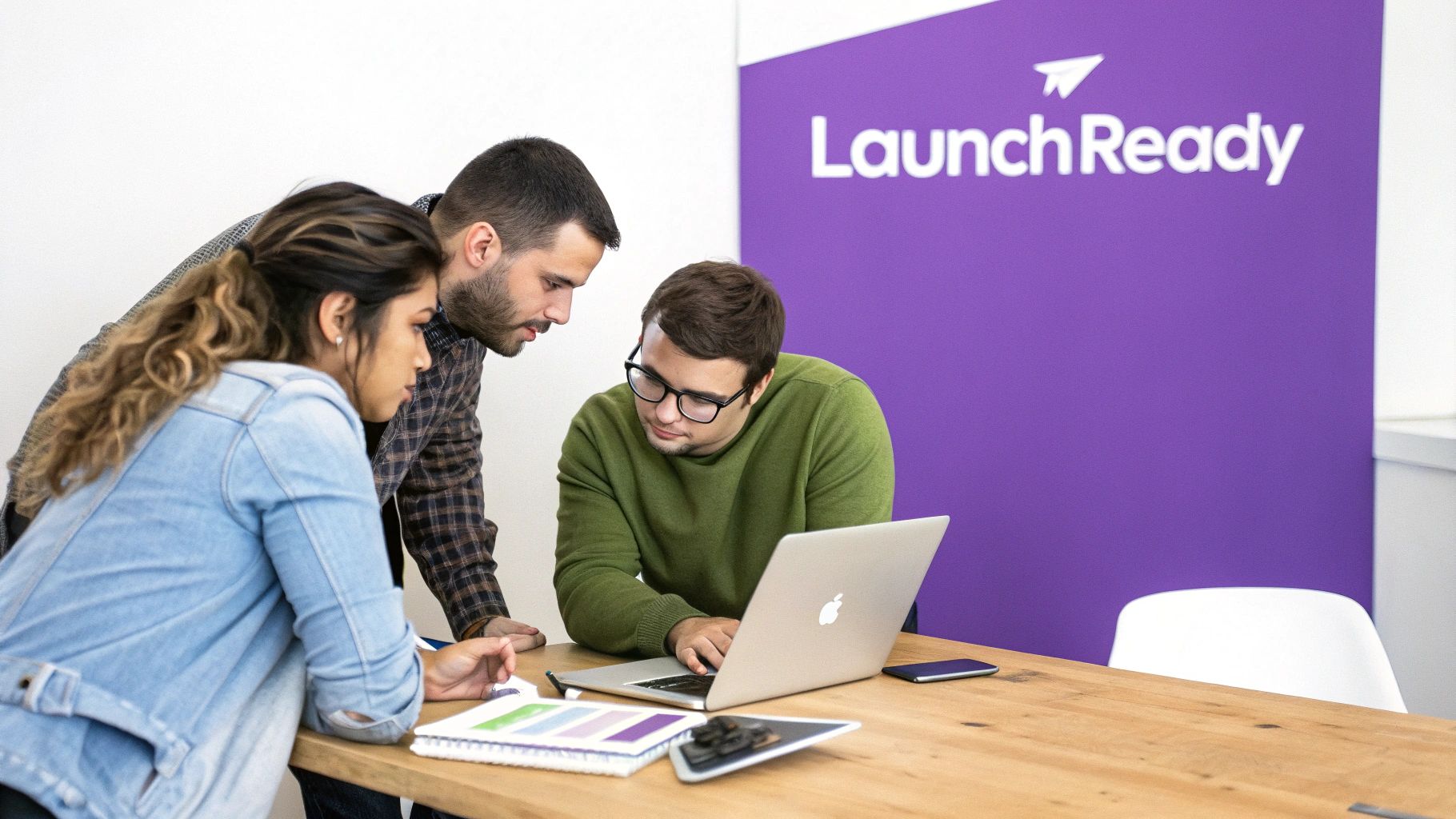 A person looking at a screen with question marks, symbolizing common questions about app development.