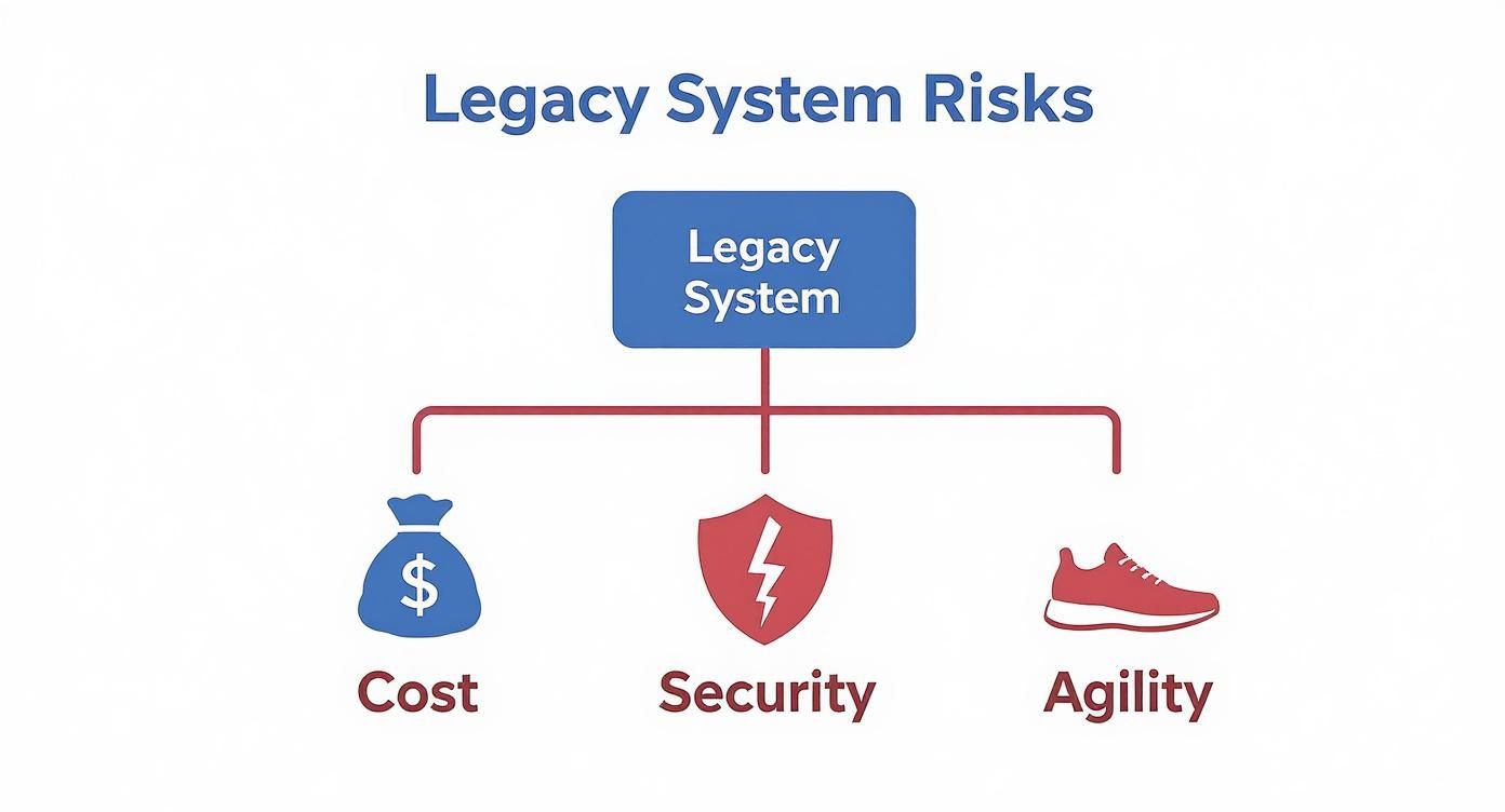 Infographic about legacy system modernization approaches