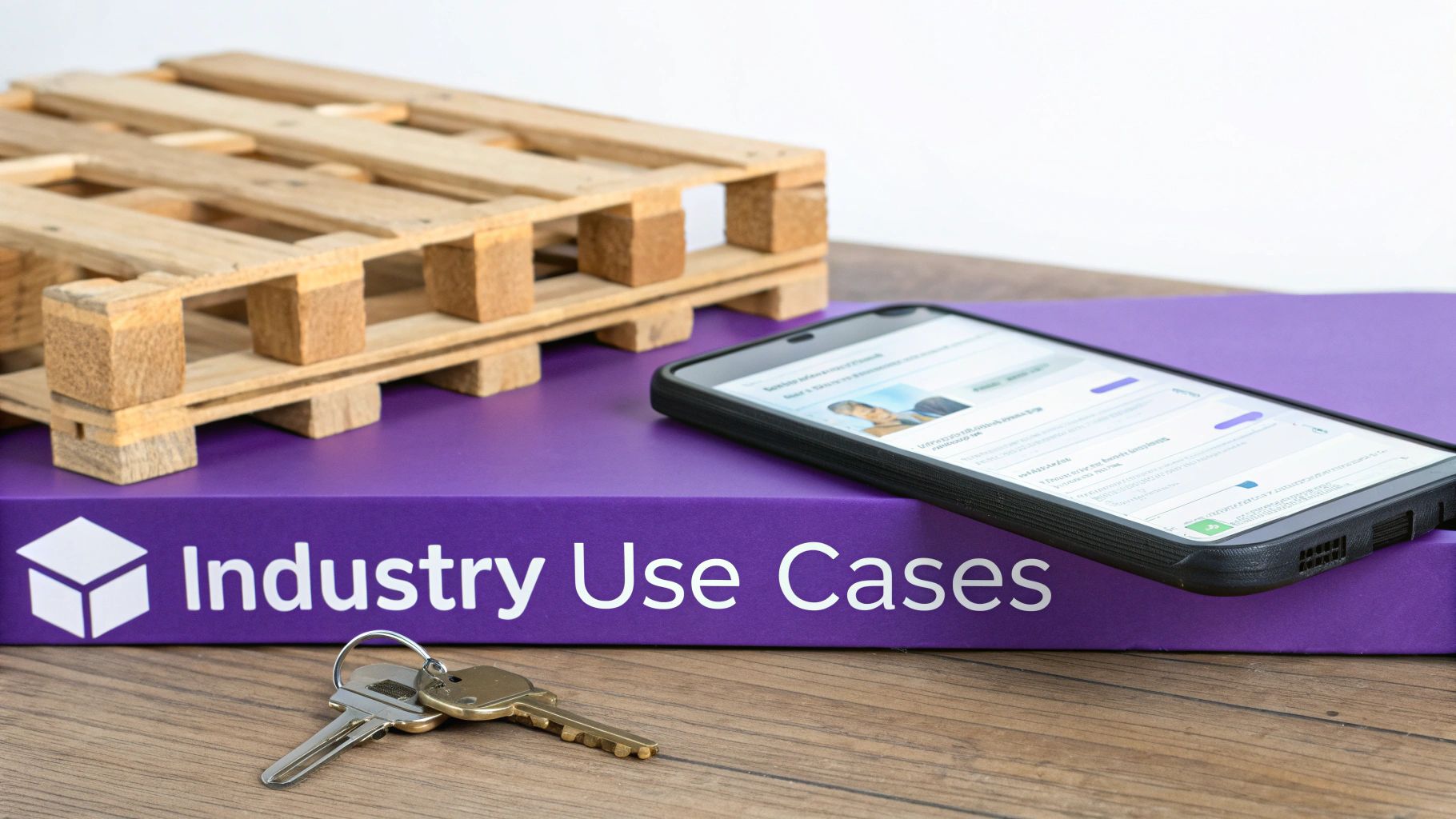 A visual representation of various industries like finance, supply chain, and real estate connected by smart contract technology.