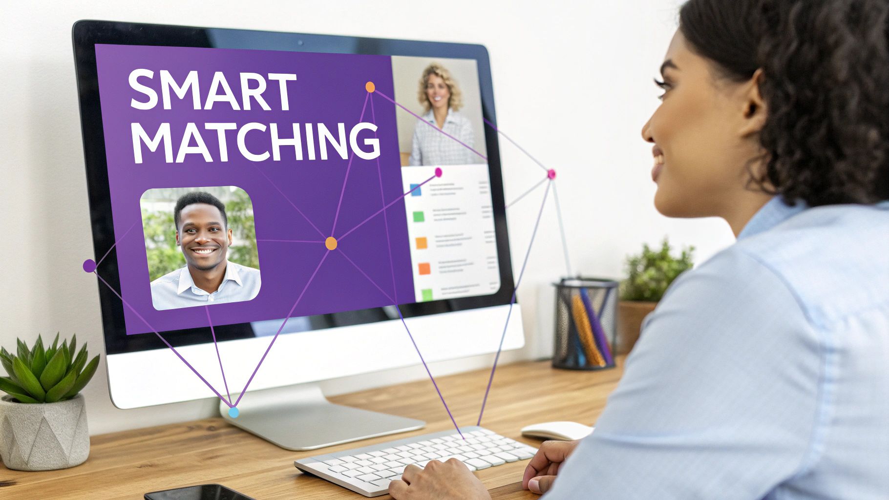 Two people's hands holding phones with dating app interfaces, showing a successful match