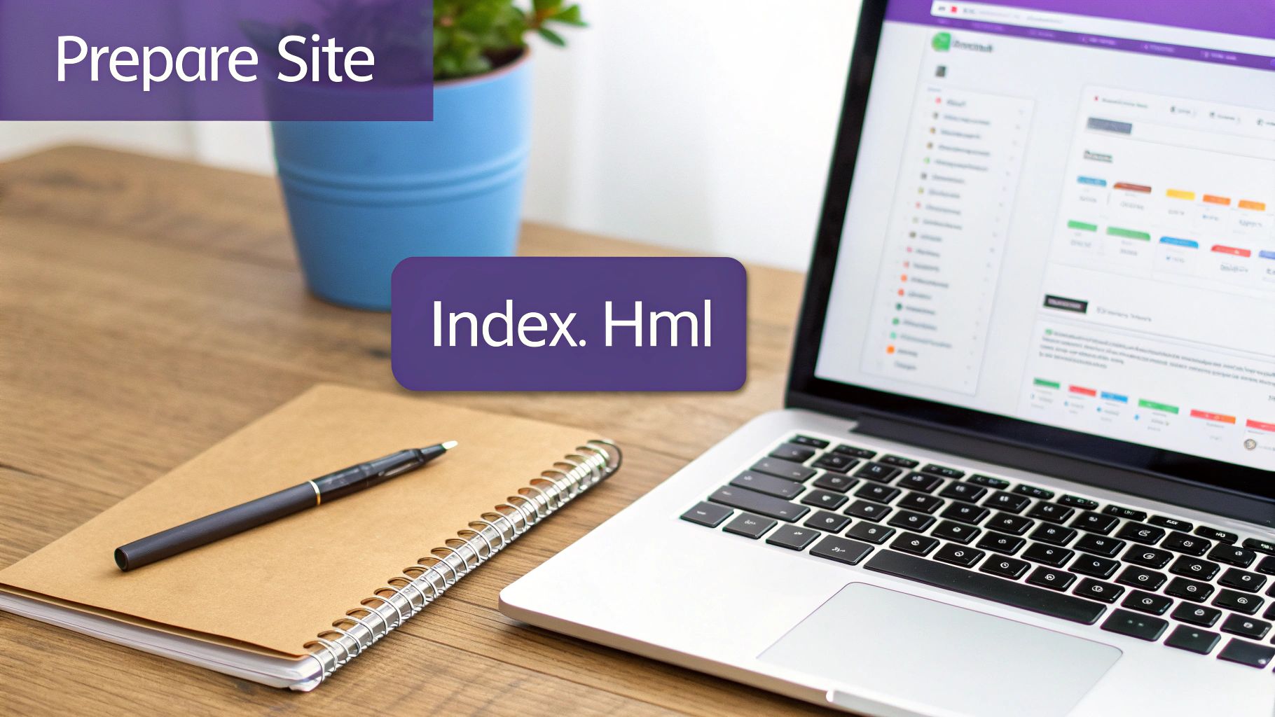 A digital illustration of a checklist and a folder, symbolizing the preparation of website files for deployment.
