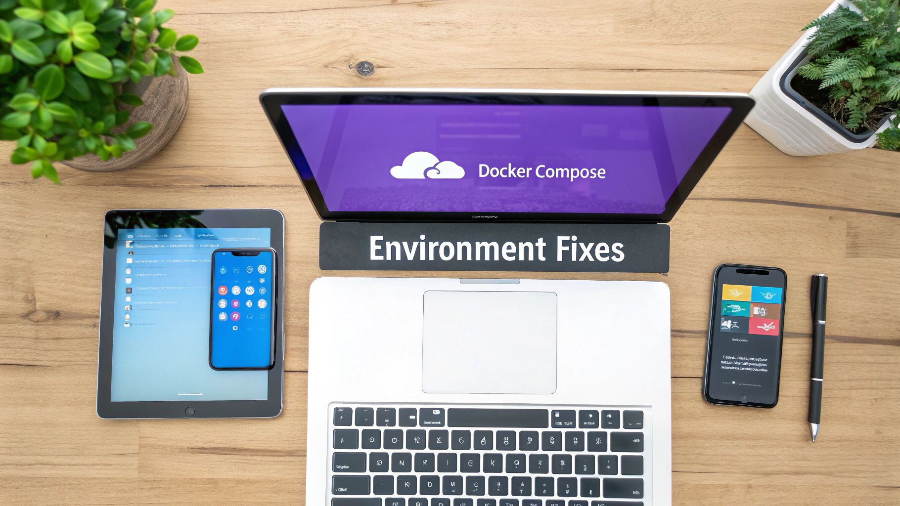 A developer working in a multi-monitor setup, representing different development environments