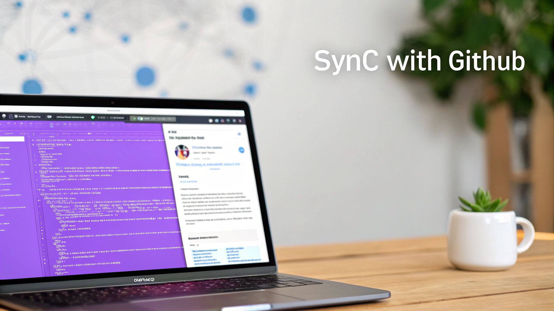 A developer working on code with network connection graphics overlayed, symbolizing a connection to the global hub.