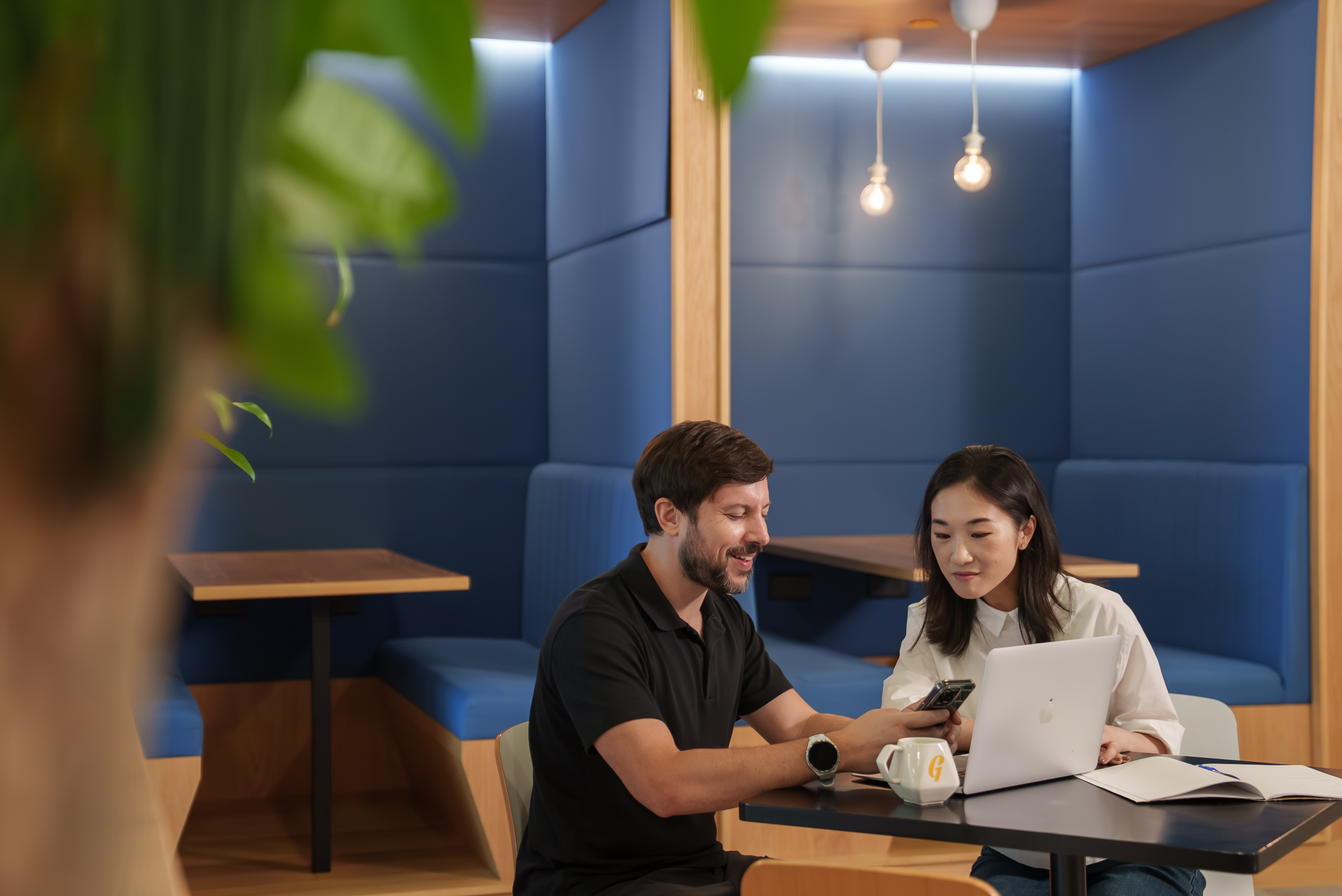 Working professionals meeting in a coworkspace