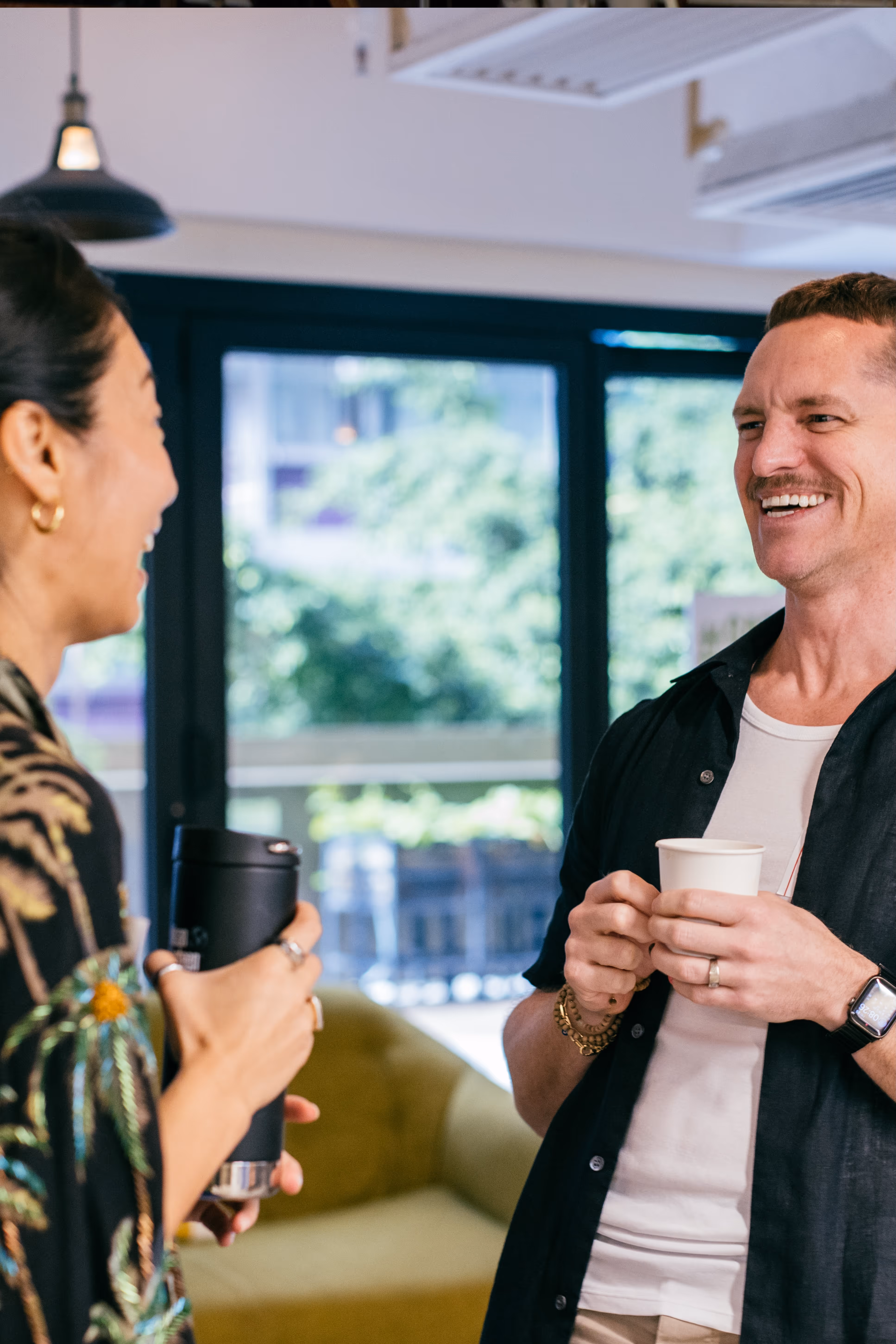 Friendly conversation at an event