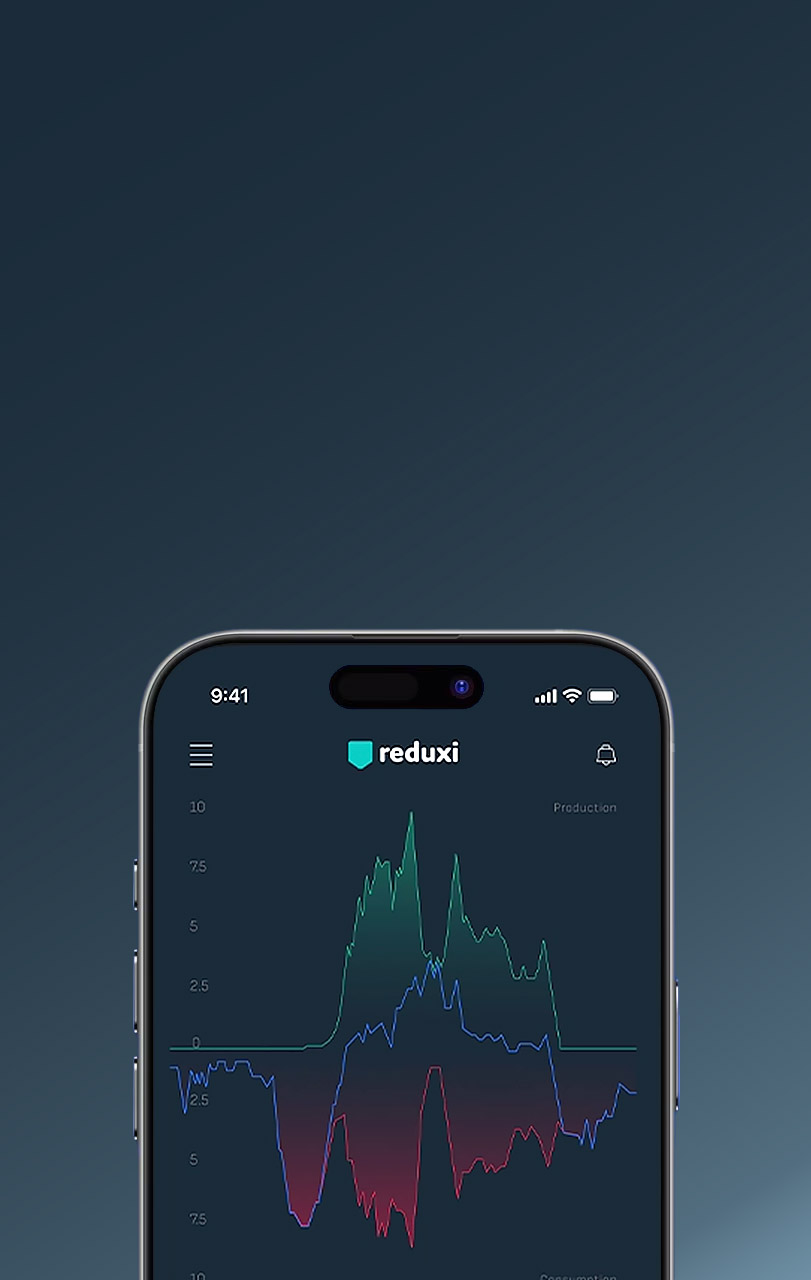 Mobilgerät mit reduxi App und dargestellter Kurve