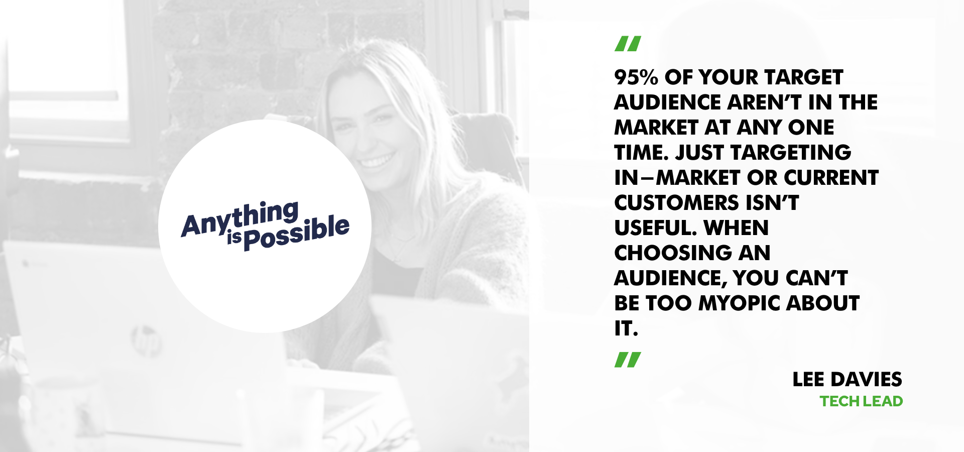 Lee Davies of Anything is Possible discusses how to get ahead using market analysis