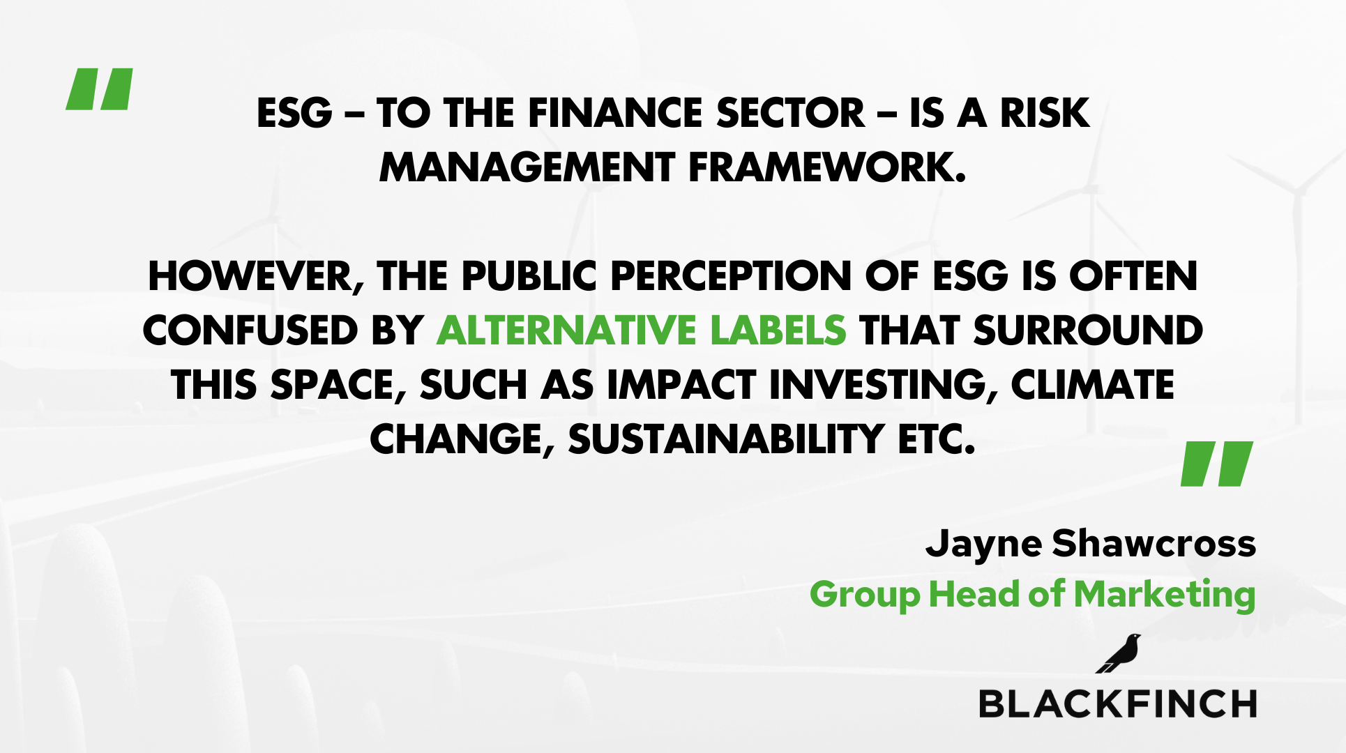 Jayne Shawcross, Group Head of Marketing at Blackfinch on defining 'ESG' within financial services.